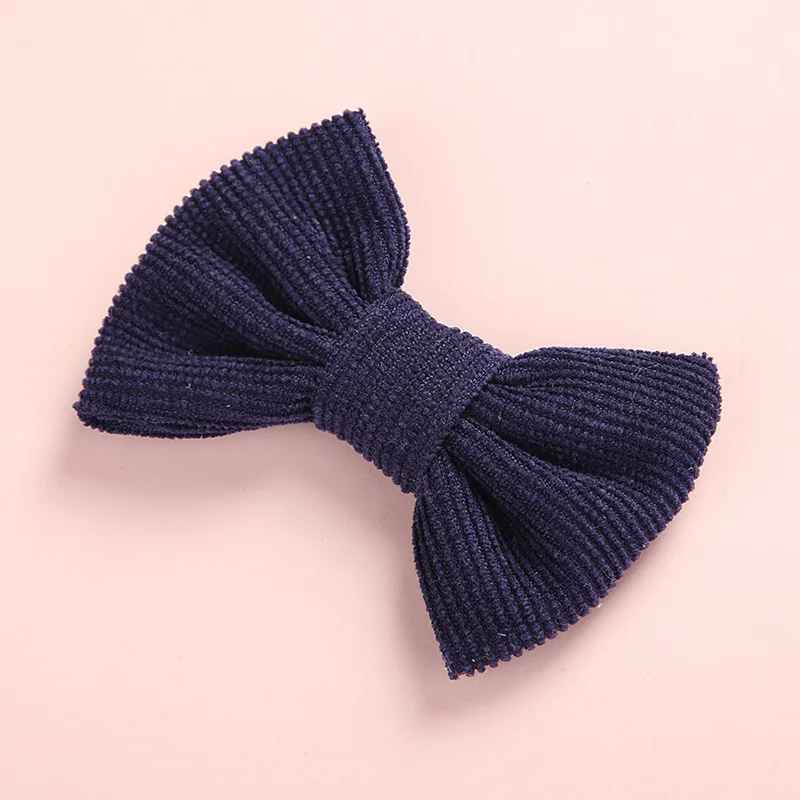 Winter Corduroy BOW Hair Clip or Headband, Hand Tied Bow Nylon Headbands, Baby Shower Gift, Girls Hair Accessories - Цвет: 6