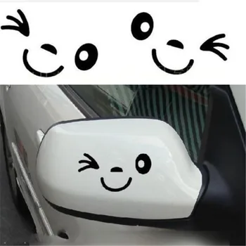 

2pcs/lot left and right smiling blink winks face vinyl Car motorcycle Styling Sticker Decal Decor auto accessories For Hot sale