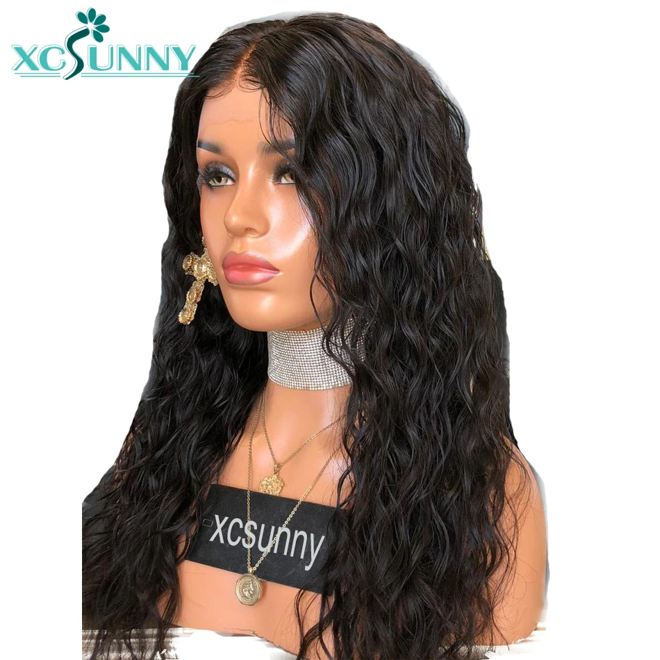 Xcsunny волна воды Glueless полный кружево натуральные волосы Искусственные парики перуанский волосы remy парик с ребенком волос отбеленные узлы