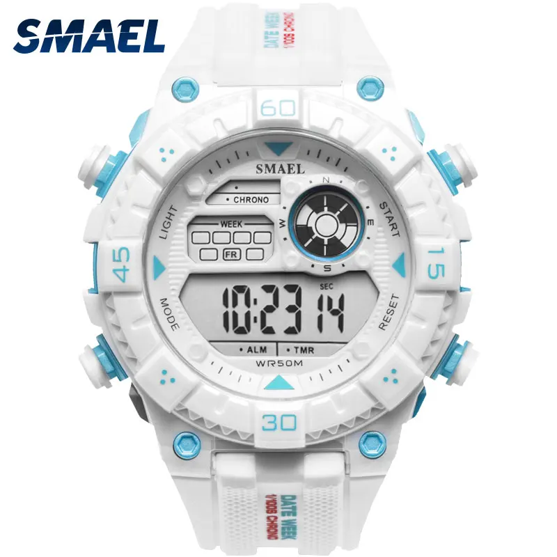 SMAEL White Watch Sport Watches for Men Waterproof Mens Army Watches Military Digital Sport Quartz Digital Watch 1439 Male Clock