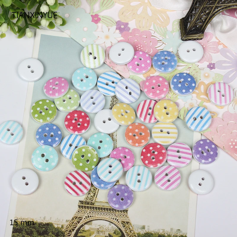 100pcs 15mm Mixed Wooden Button, 2 Holes Round Decorative Wood Craft Bulk  Buttons Decorative Button for DIY Sewing Craft - AliExpress