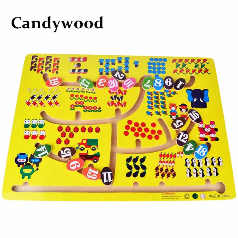 

Candywood Children Kids Big Size Wooden Digital&Letters Lookup Pair Maze puzzle Montessori Educational Toys Teaching aid gift