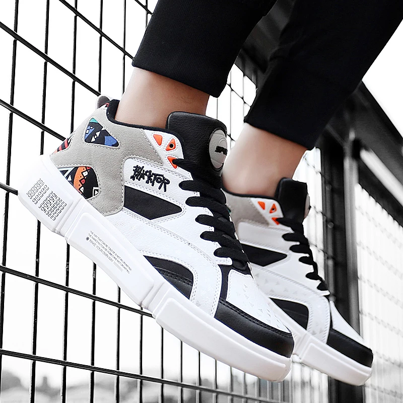 

Tenis Masculino Men Vulcanized Shoes 2019 New Trend PU Leather Lace Up Footwears Flats Breathable Light Soft Sneakers