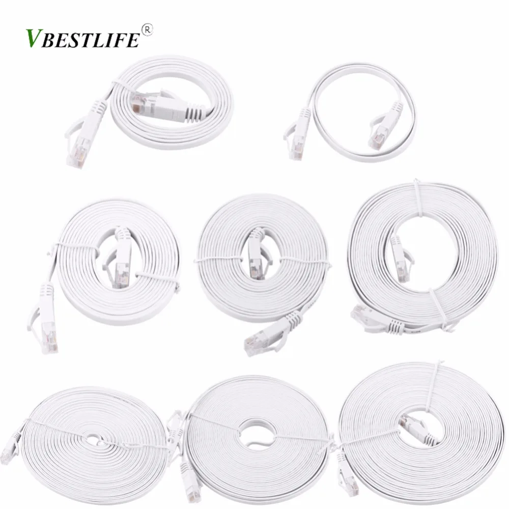 VBESTLIFE RJ45 CAT6 Ethernet Network Flat LAN Cable UTP Patch Router Cables 1000M White 0.5m, 1m, 2m, 3m, 5m, 8m, 10m, 15m Cable 1m 3m 5m 10m 15m ethernet cable cat7 lan network cable flat rj45 high speed patch stp gigabit cords xxm