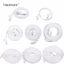 VBESTLIFE RJ45 CAT6 Ethernet Network Flat LAN Cable UTP Patch Router Cables 1000M White 0.5m, 1m, 2m, 3m, 5m, 8m, 10m, 15m Cable