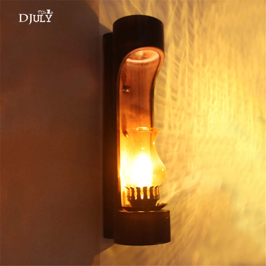 

American vintage bamboo wall lamp retro Erigeron shape country living room decoration loft bar corridor wall lights home deco