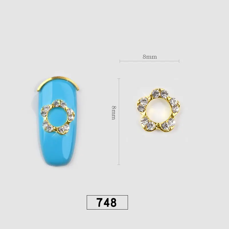 10 шт очаровательные украшения для дизайна ногтей металлический сплав блестящие хрустальные стразы ювелирные изделия 3D аксессуары для маникюра - Цвет: 748