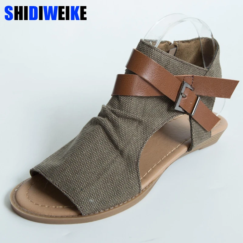 canvas peep toe sandals