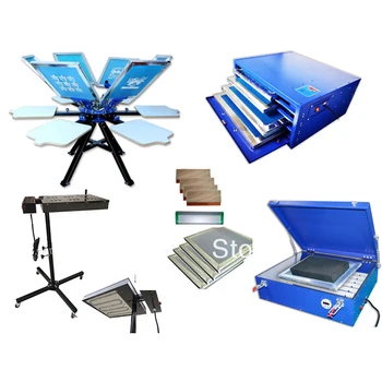 

Free shipping 6 Color 6 station Screen Printing Machine Kit Flash Dryer LED UV exposure Screen Drying Cabinet