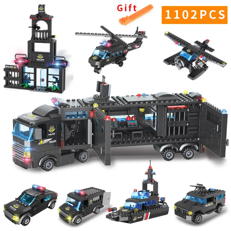 Городской спецназ серии специальные полицейские маленькие строительные блоки с 8 шт. Рисунок 8 в 1 полицейская командная машина игрушка для детей 9 изменений - Цвет: SWAT Police