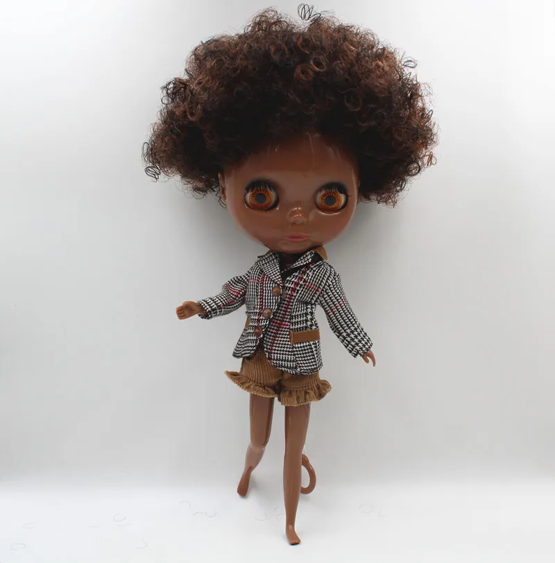 Кукла Blyth Blygirl темно коричневые волосы с короткими волосами глубокое черное тело