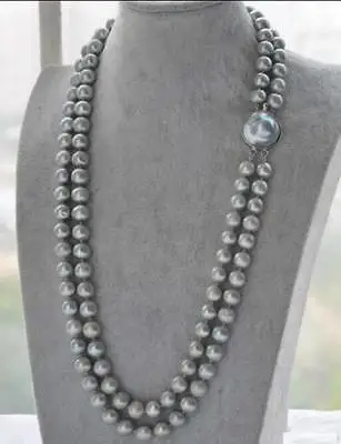 

FREE SHIPPING HOT sell new Style >>>>VERY BEAUTIFUL 2 ROW SOUTH SEA AAA 9-10MM GRAY NATURAL PEARL NECKLACE18