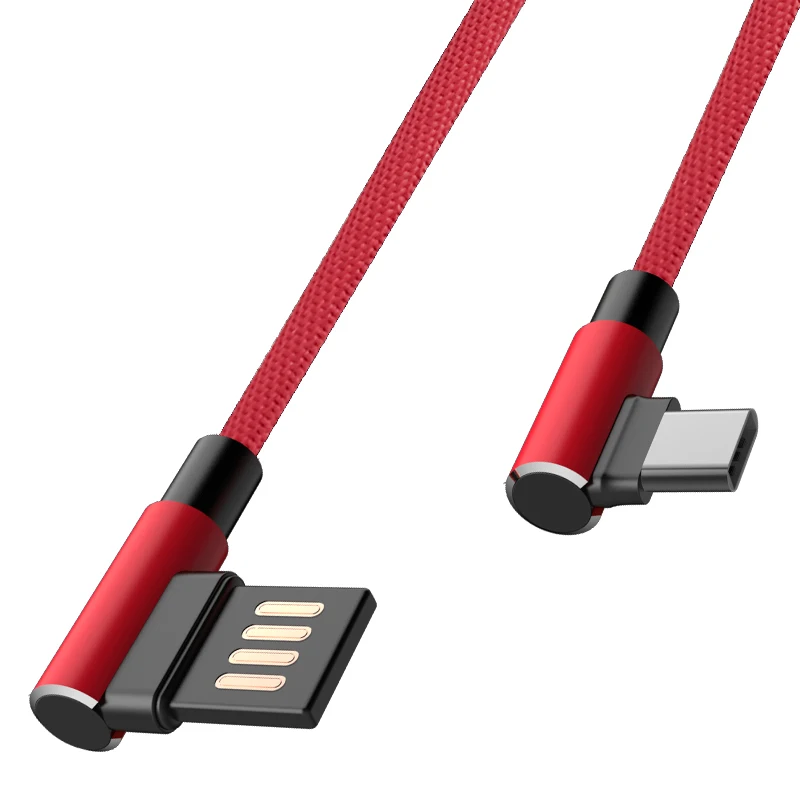 

90 Degree Type C Cable To USB C Cable For Huawei Mate 20 P30 P20 Pro Mobile Phone Charging Cabo For Xiaomi Redmi Note 7 Cable