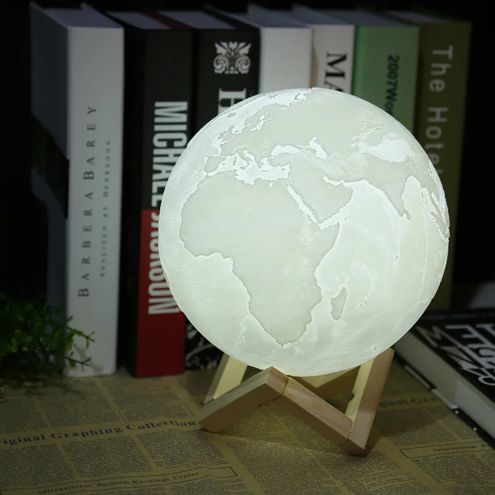 cheap LightMe Rechargeable 3D Printing Earth Light Dimmable Desk Decor Lamp Touch Switch Bedroom Bookcase Usb Led Creative Night Light