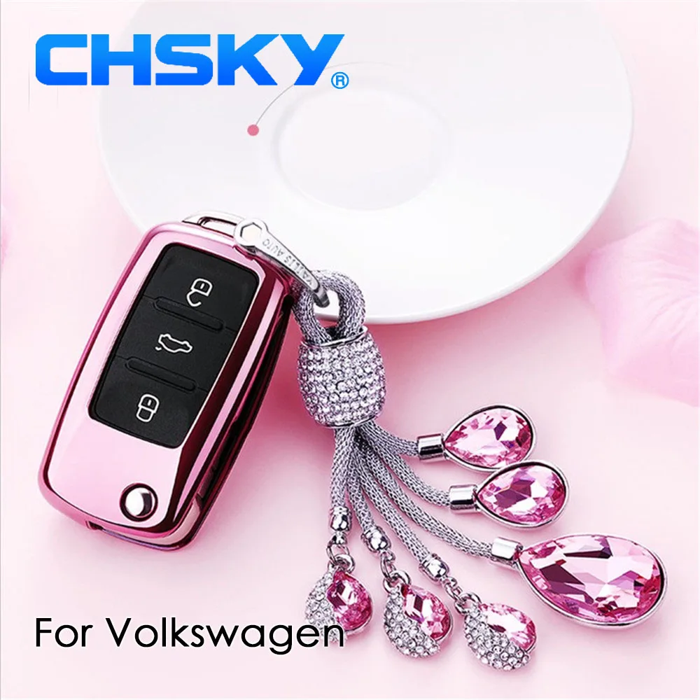 

CHSKY TPU For vw Key Cover Case For volkswagen vw polo passat b8 b5 b7 tiguan jetta 6 For Skoda Car key cover shell accessories