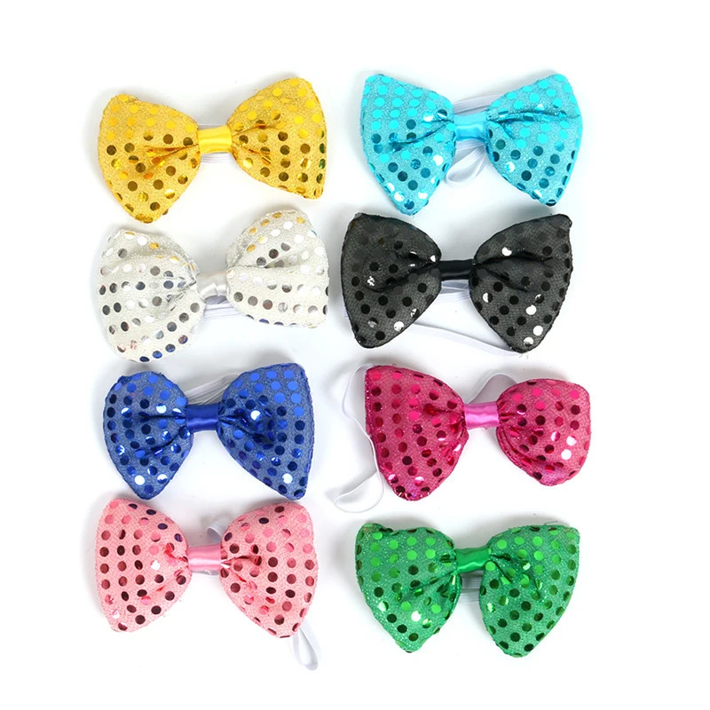 12Pcs Fashion Design Man Woman Flashing Light Up Bow Tie Necktie LED Party Lights Sequins Bow tie Glow Props Wedding Decoration
