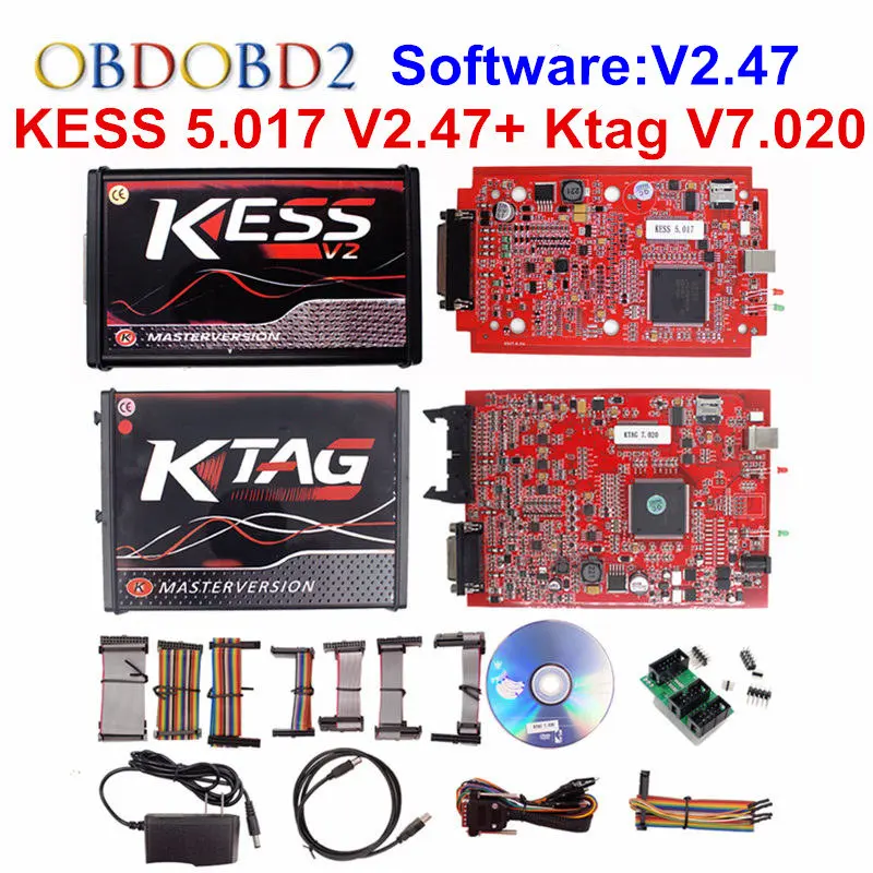 KESS V2 V5.017 KTAG V7.020 OBD2 менеджер Тюнинг Комплект красный ЕС 5 017 V2.47 K тег TAG 7 020 без