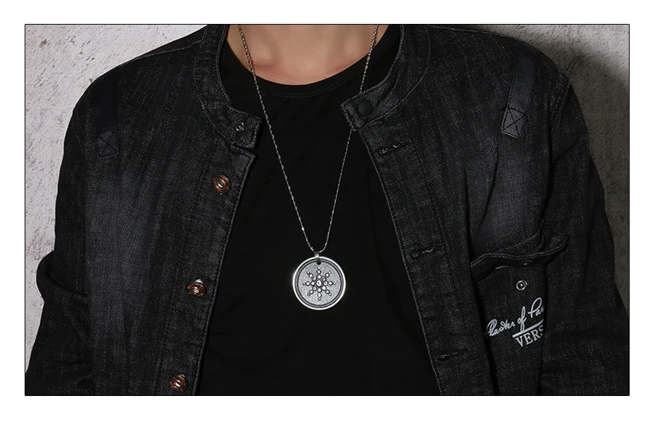 Meaeguet Lava Stone Quantum Pendant Necklace For Men Scalar Energy Crystal Sunflower Necklace With Authenticity Card and Box (2)
