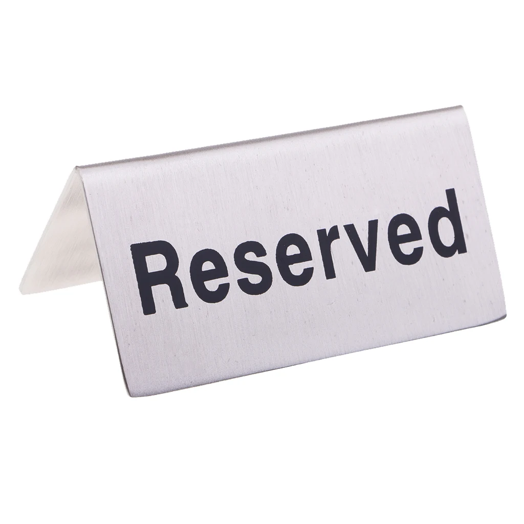 Stainless Steel Tabletop Sign - No-Smoking/ Reserved - Double-Sided Table Signs for Hotel Office Restaurant Remind Sign Tag
