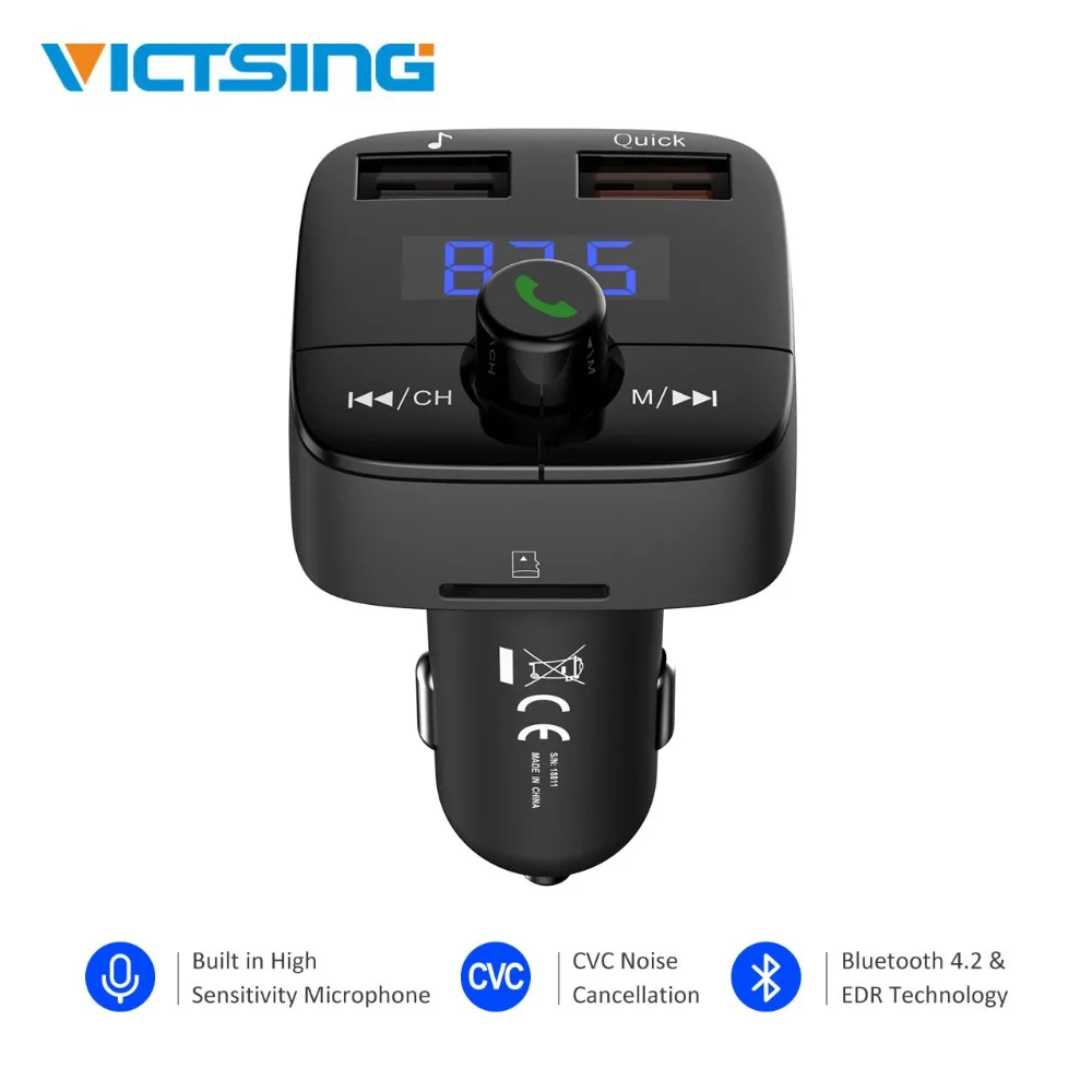 

VicTsing 194A Wireless Adapter Car Kit Noise Cancelling Bluetooth FM Transmitter Hands-free Radio Adapter For Car Audio System