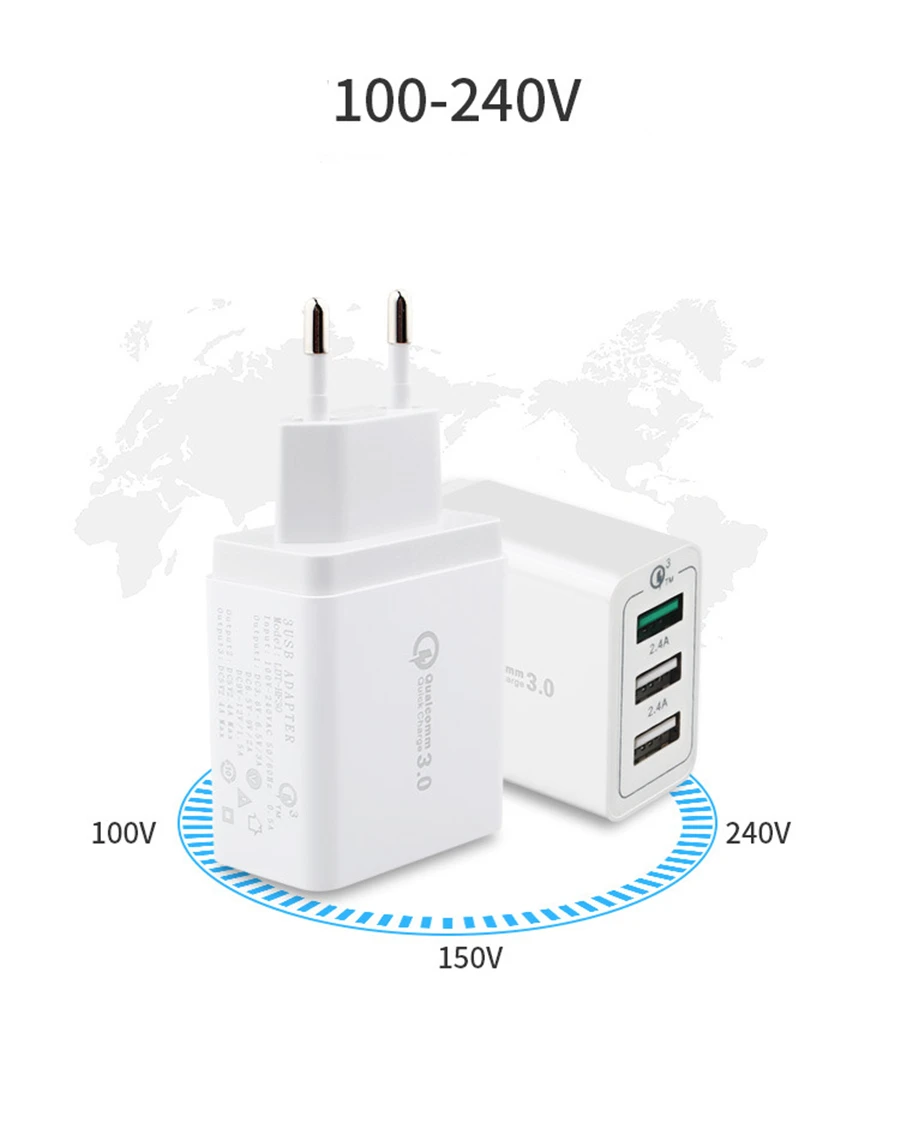 5 шт. Быстрая зарядка QC 3,0 Smart Fast 3 USB настенное зарядное устройство для Xiaomi samsung huawei быстрое зарядное устройство адаптер для мобильного телефона