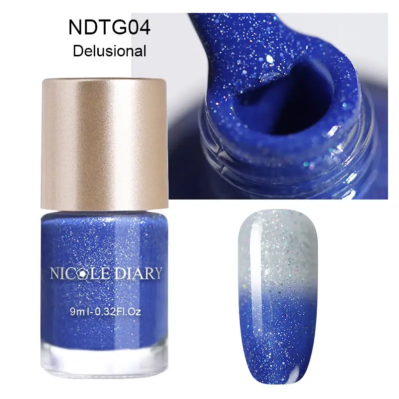 NDTG04 NICOLE DIARY 9 мл Лак для ногтей Хамелеон голографический термальный переливающийся лак Блестящий лак для маникюра Лак для ногтей - Цвет: NDTG04