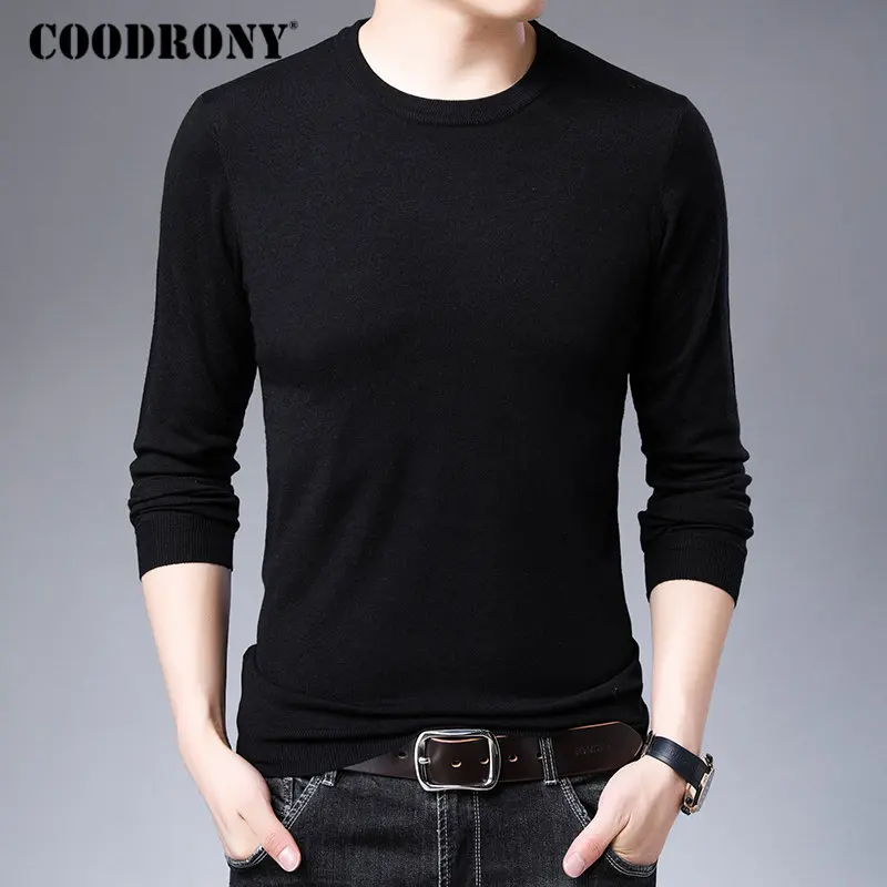 

COODRONY Brand Sweater Men Casual O-Neck Knitwear Pull Homme Cotton Wool Pullover Men 2019 New Autumn Winter Mens Sweaters 91036