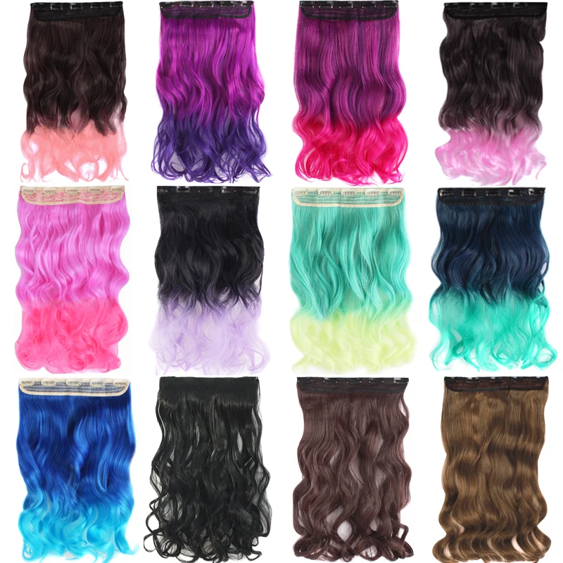 MapofBeauty 20" Long Curly Synthetic Hair Clip in Hair Extensions 5