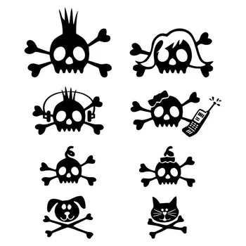 

17.1*20CM Fraternity Skull Bone Cross Bar Rocker Family Car Sticker Vinyl Decals Covering The Body Black/Silver C7-0998