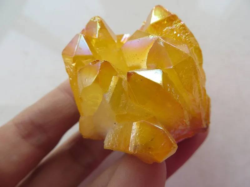 87g AA Natural Yellow QUARTZ CRYSTAL Titanium Crystal Cluster Specimens
