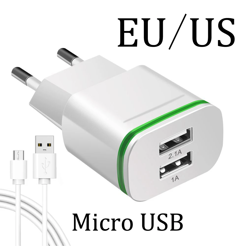 

EU US Plug 2 Ports LED Light Charger For Huawei Honor 4C 5 C 6 7 8 9 Lite 7C 5X 6X Charger Mobile Phone Cable Power Charging USB