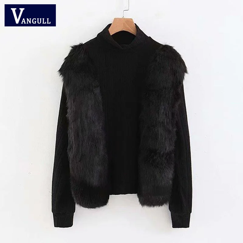 VANGULL Sweater Women Splice Warm 2018 New Office Lady Pullovers 