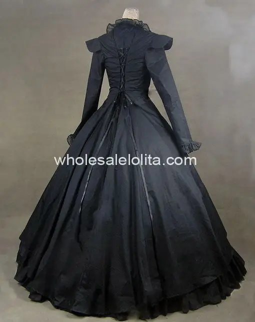 Черное готическое викторианское хлопковое Атласное Бальное Платье