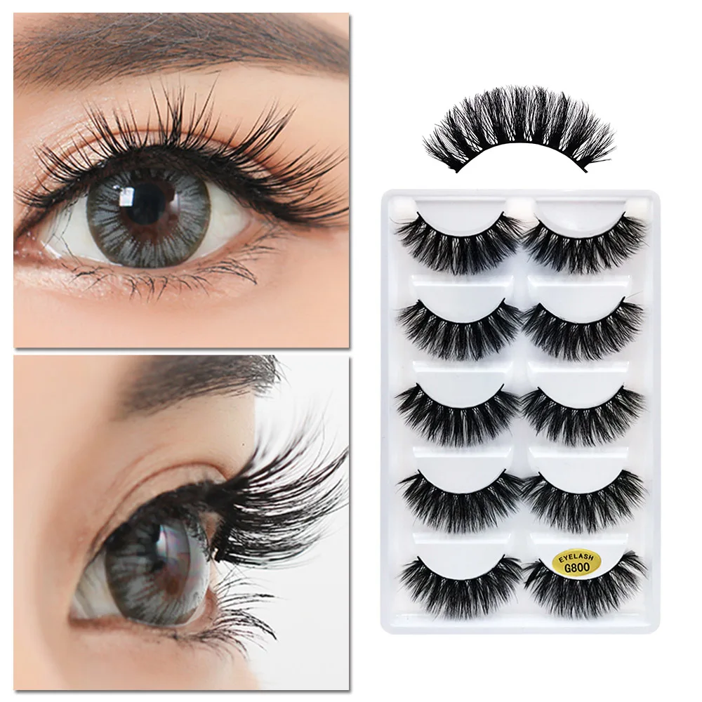 5 Pairs 3D False Eyelashes Invisible Band Natural Long Eye Lashes Black