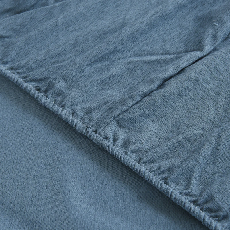 Knitted Cotton Fitted Sheet Single Double Bed Sheet with Elastic 1 Piece Twin Full Queen Bed Linen Japanese Style Mattress Covers-3