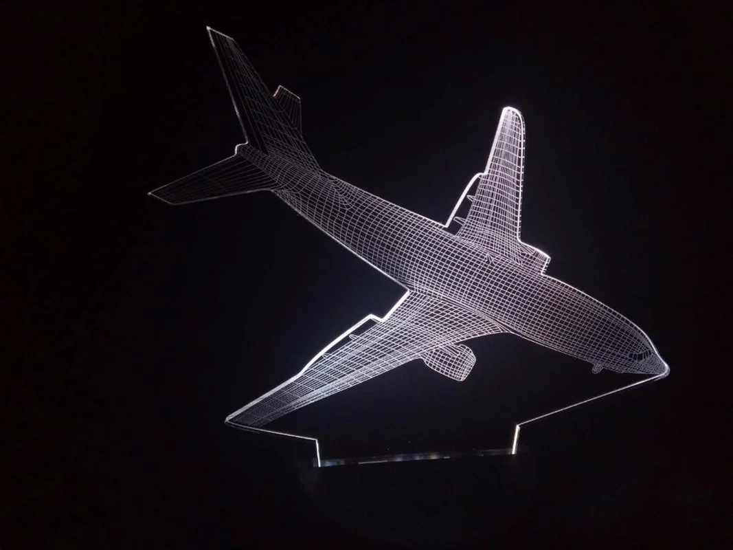 Самолета 3D ночник удаленного коммутатора USB 7 цветов самолета настольная лампа