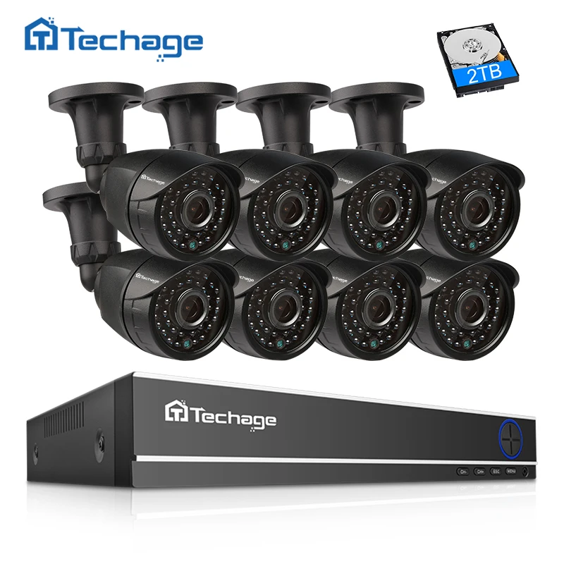 Achat Techage 8CH 1080 p HDMI AHD DVR CCTV Système 2MP IR Extérieure Caméra de Sécurité P2P Vue À Distance Vidéo Surveillance Système kit 2 tb HDD