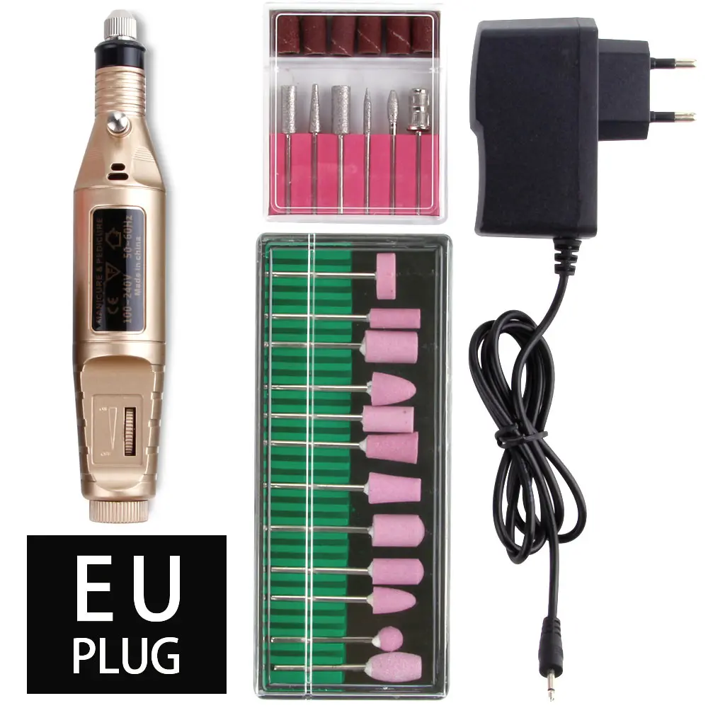 Pen Set C EU Plug Электрический Маникюрный фрезерный станок, керамические фрезы, твердосплавные сверла для ногтей, педикюрный аппарат, алмазный резак для снятия лака для ногтей - Цвет: Pen Set C EU Plug