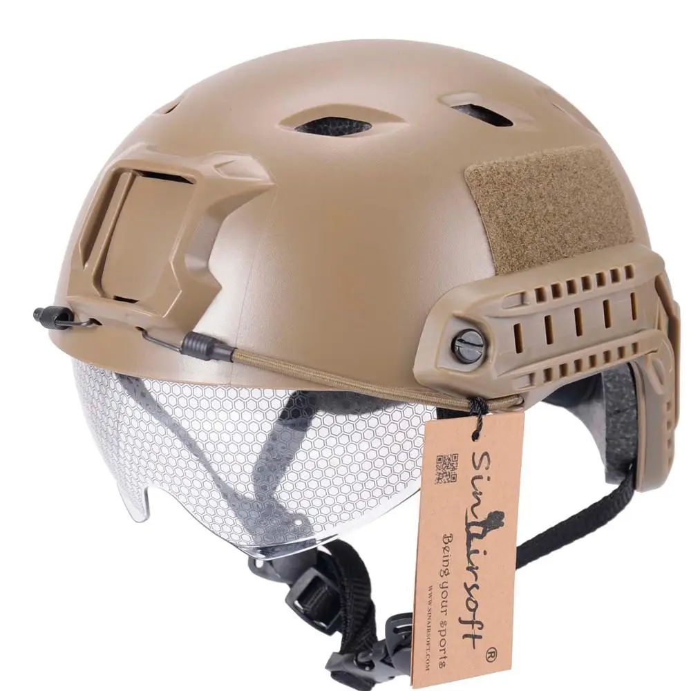 SINAIRSOFT Быстрый Шлем с защитной экипировкой Goggle BJ ТИП Тактический военный страйкбол шлем тактический армейский Пейнтбол защитный шлем - Цвет: DE