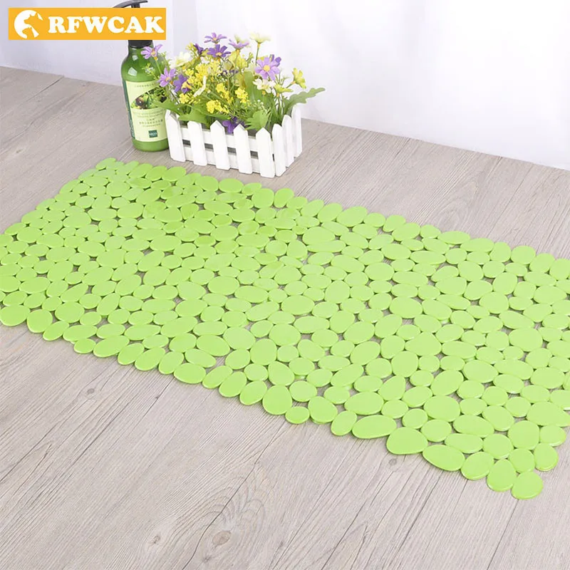 

RFWCAK Rectangle 70x36cm PVC Anti-skid Bath Mat Soft Bathroom Massage Suction Cup Non-slip Bathtub Carpet Bathroom Accessories