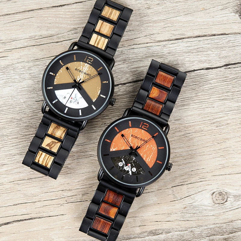 erkek kol saati BOBO BIRD Men Wood Watch Luxury Quartz Timepieces Chronograph Military Wristwatch With Gift Bamboo Box V-R30/S01