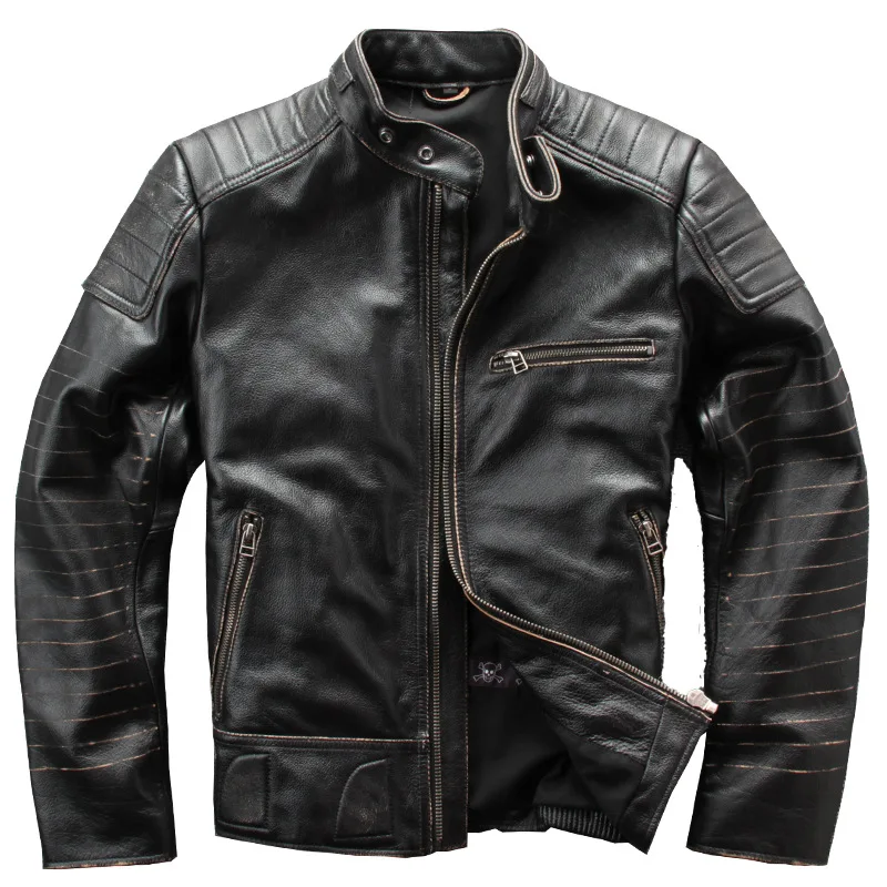 

2019 Avirex fly Air Force Flight Jacket Genuine Leather Jacket Men Solid Cowskin Bomber Jacket Casual Motorcycle Leather Coat