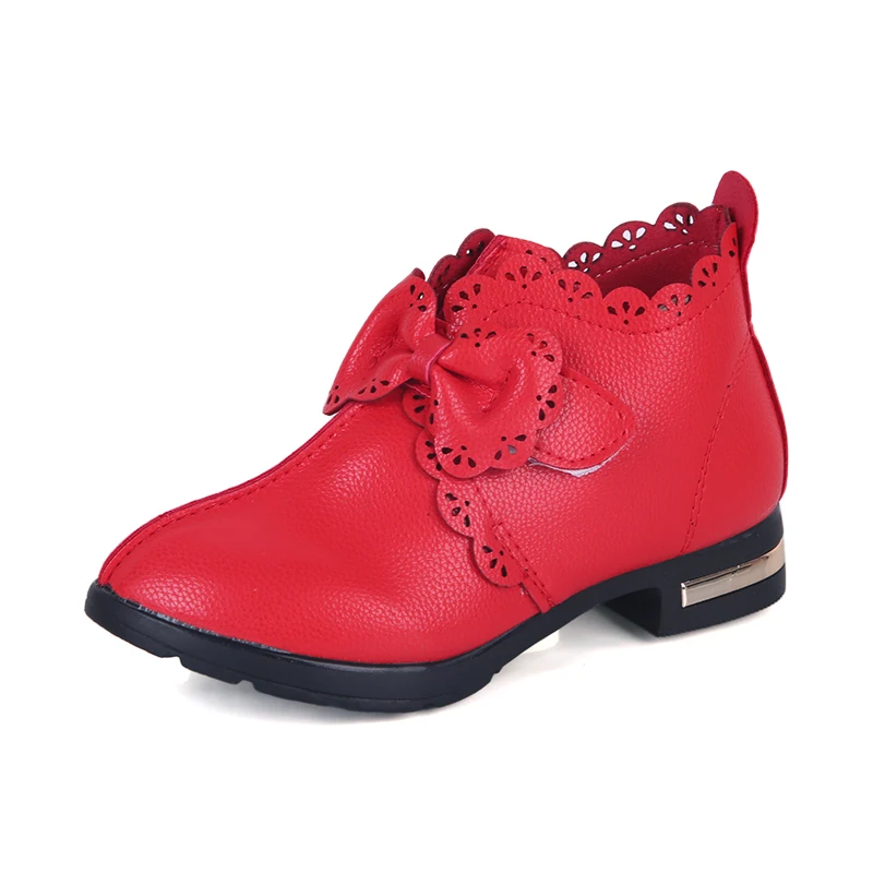 Children's Shoes Boots 2018 PU Sneakers Spring Autumn Low Heels Bow Princess Leather |