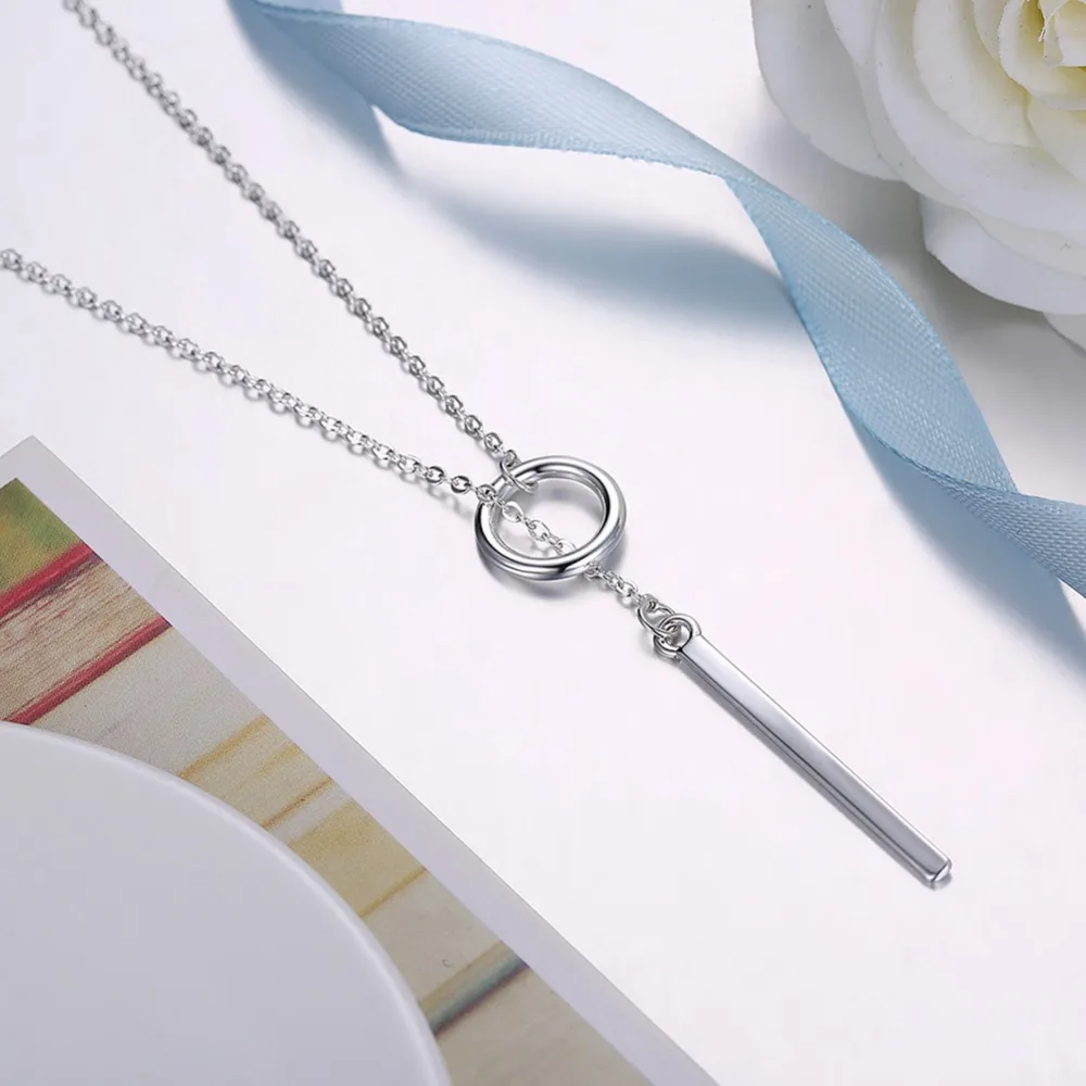 Vintage 925 solid silver plated Jewelry Circle Strip Long Chain