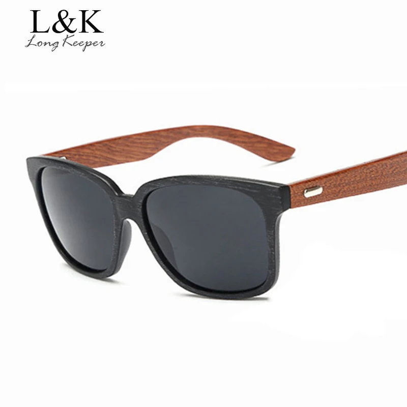 LongKeeper Vintage Mens Sunglasses Man Wooden Sunglasses Brand Design