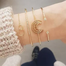 Модные женские браслеты набор самолет полый карта круглые тесемки золотой браслет личность леди украшения для одежды аксессуары