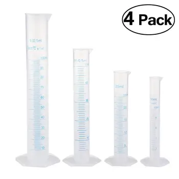 

4pcs Transparent Measuring Plastic Graduated Cylinder 10ml / 25ml / 50ml / 100ml Measuring Cups