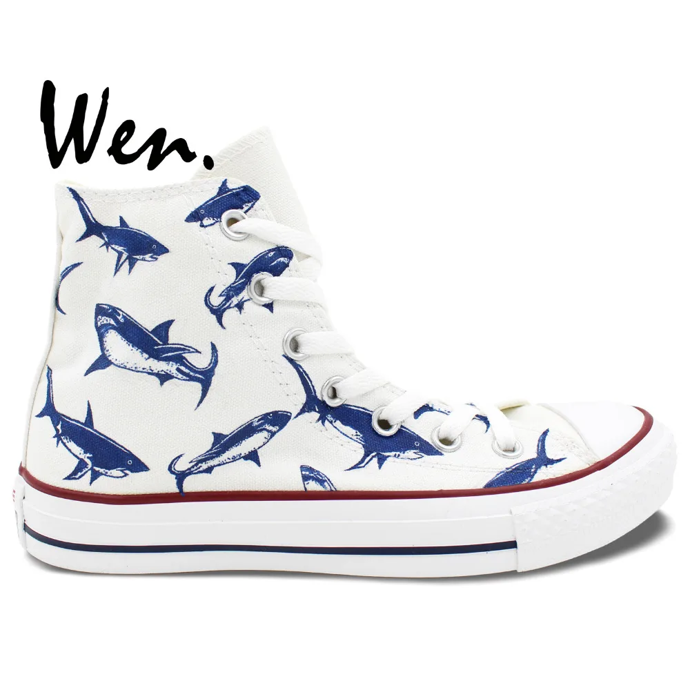Prix pour Wen Design Original Personnalisé Peint À La Main Chaussures Requin de Groupe De Haute Top Toile Chaussures Hommes Femmes Sneakers pour Cadeaux Prix pour Wen Design Original Personnalisé Peint À La Main Chaussures Requin de Groupe De Haute Top Toile Chaussures Hommes Femmes Sneakers pour Cadeaux