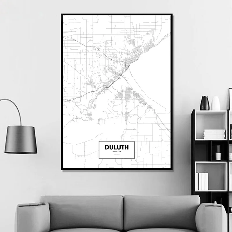 DULUTH Миннесота США черно белый стандартный фотографический постер печать на