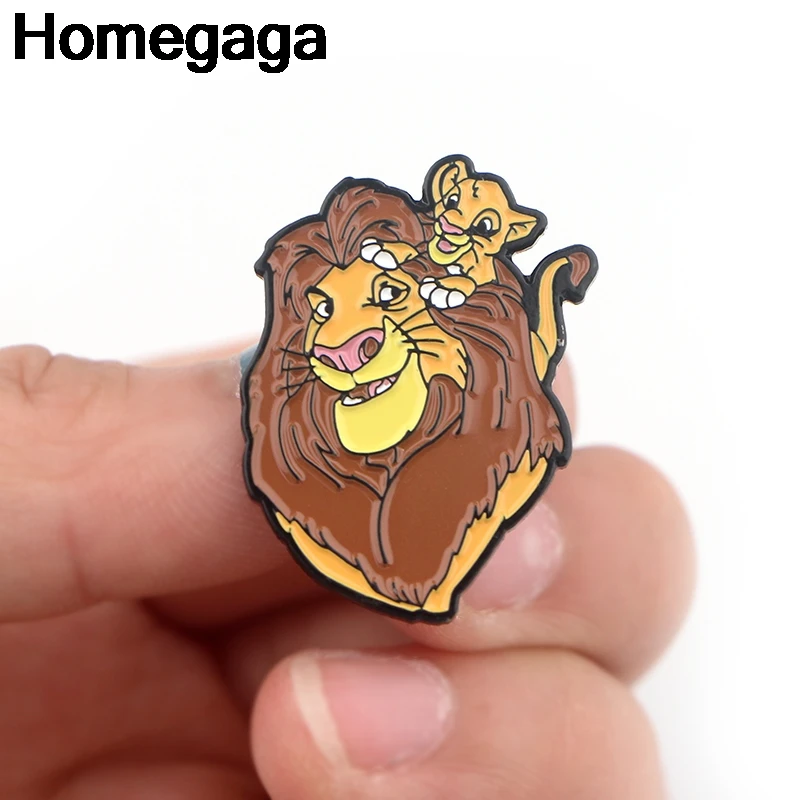 Homegaga Король Лев мультфильм Металл цинк эмаль булавки трендовые медаль рюкзак рубашка одежда сумка броши значки для мужчин и женщин D2203